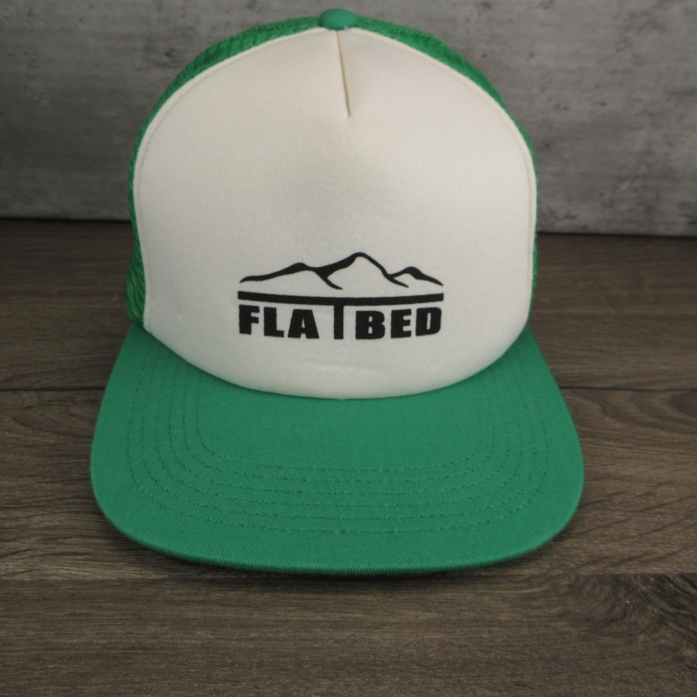 Flatbed Brand Hat Cap Mens Snap Back Green White Trucker Overland 4x4 Off Road
